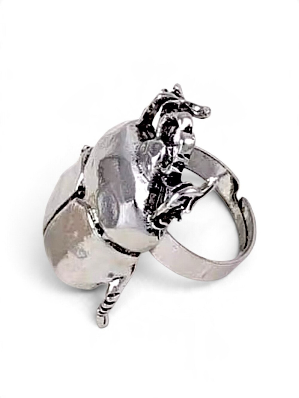 Silver Beatle Ring Statement Bohemian Style Nature Jewelry 2"L x .86"W NWOT Zara